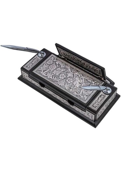 Gümüş Çiçek Desenli Besmele Masa Üstü Kalemlik modelleri