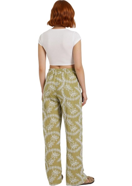 Kadın Yüksek Bel Nakışlı Geniş Paça Pantolon Fonksiyonel Dayanıklı Kaliteli Konforlu Rahat fiyatları