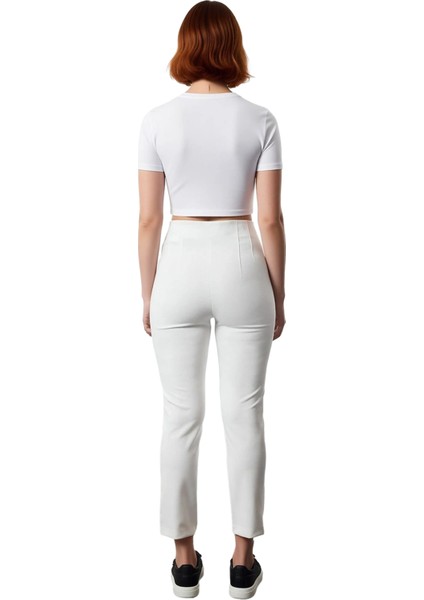 Kadın Yüksek Bel Dar Paça Dokuma Kumaş Pantolon Fonksiyonel Dayanıklı Kaliteli Konforlu Şık fiyatları