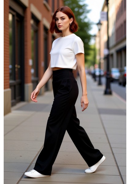 Rahat Kesim Yüksek Bel Kadın Pantolonu Antrasit Fonksiyonel Dayanıklı Kaliteli Konforlu Şık indirimleri