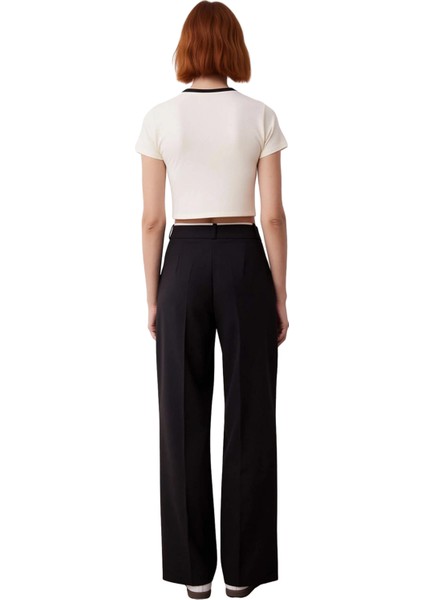 Kadın Wide Leg Kemerli Dokuma Pantolon Fonksiyonel Dayanıklı Kaliteli Konforlu Estetik Şık fiyatları