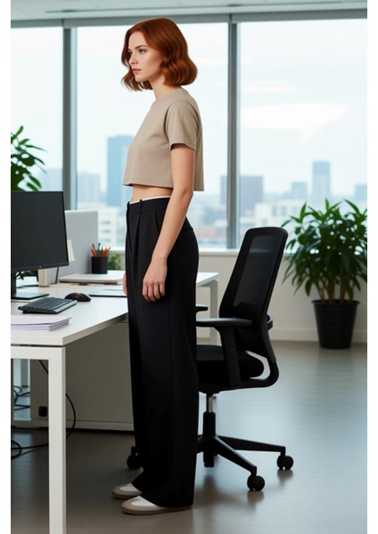 Kadın Wide Leg Kemerli Dokuma Pantolon Fonksiyonel Dayanıklı Kaliteli Konforlu Estetik Şık modelleri