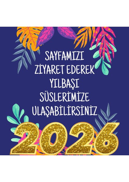Happy New Year Geyik ve 2026 Yılbaşı Süslemeleri Yeni Yıl Vitrin,cam,duvar Sticker