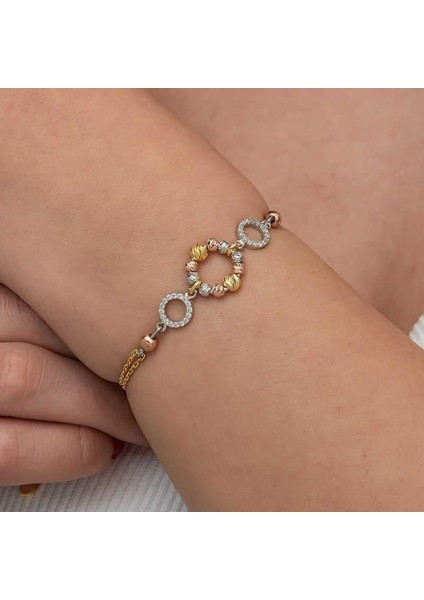 Hk Gümüş Kadın Bileklik Renkli Halka Dorika |Gümüş Takı Hediyelik Ürünler