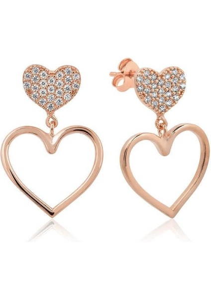 Hk Gümüş Kadın Küpe Kalpli |Gümüş Takı Hediyelik Ürünler