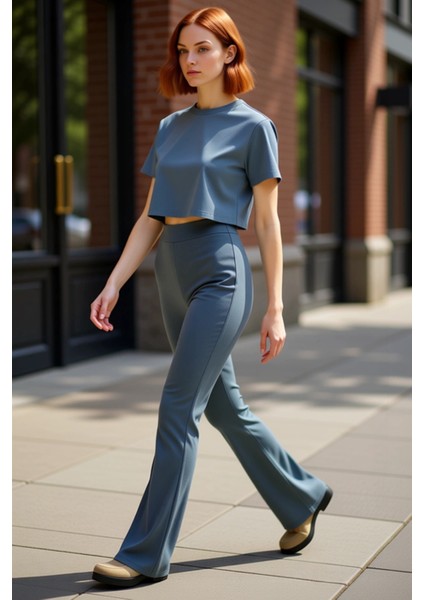 Kadın Yüksek Bel Flare Ispanyol Paça Örme Tayt Pantolon Fonksiyonel Dayanıklı Kaliteli Şık indirimleri