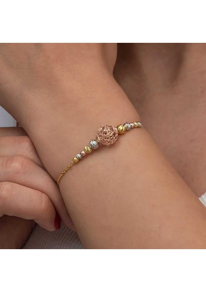 Hk Gümüş Kadın Bileklik Renkli Top Dorika |Gümüş Takı Hediyelik Ürünler