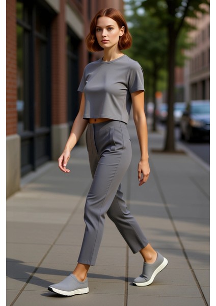 Kadın Yüksek Bel Dar Paça Dokuma Kumaş Pantolon Fonksiyonel Dayanıklı Kaliteli Konforlu Şık indirimleri