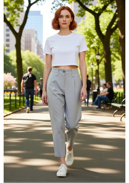 Kadın Yüksek Bel Düz Dokuma Poliviskon Pantolon Fonksiyonel Dayanıklı Kaliteli Konforlu Şık fırsatları