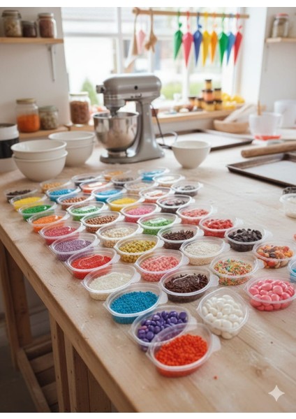 Mini Pasta Süsü Seti 20 + 1 Paket Karışık + Kas Kas Pasta Süsü Hediye modelleri