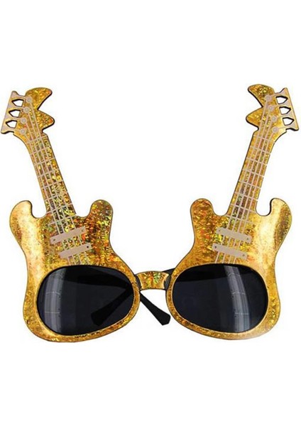 Altın Renk Gitar Şekilli Parti Gözlüğü