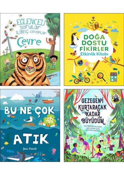 Bu Ne Çok Atık + Eğlenceli Sorular Ilginç Cevaplar Çevre + Doğa Dostu Fikirler + Gezegeni Kurtaracak Kadar Büyüdüm / 4lü Sıfır Atık ve Geri Dönüşüm Konulu Kitaplar