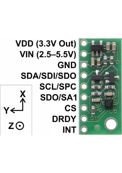 LIS3MDL 3 Eksen Regülatörlü Pusula - PL2737