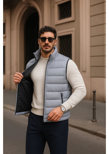 Erkek Kışlık Premium Basic Astarlı Gri Şişme Yelek fiyatları