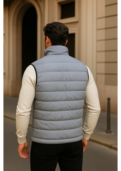 Erkek Kışlık Premium Basic Astarlı Gri Şişme Yelek indirimleri
