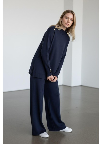 Merserize Kumaş Gold Düğme Detaylı Triko Takım - MDS285528TRTKM fiyatları