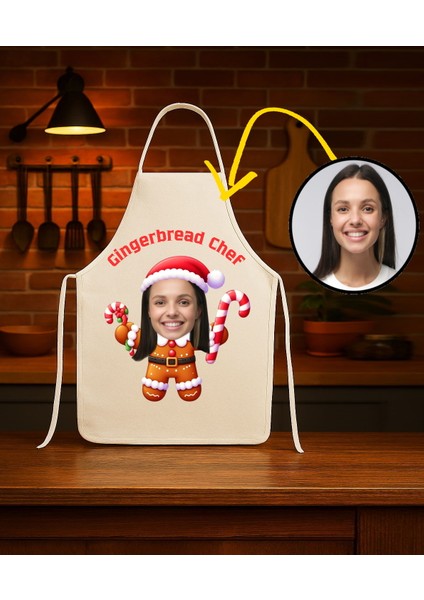 Kişiye Özel Karikatür Fotoğraflı Mutfak Önlüğü Kurabiye Şef