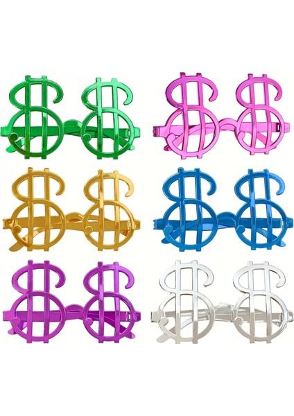 Dolar Şekilli Metalize Parti Gözlüğü 6 Adet