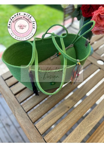 Bella 2li Takım Plaj Çantası , El Çantası Clutch, Totebag, Kadın, Yazlık, Hediyelik