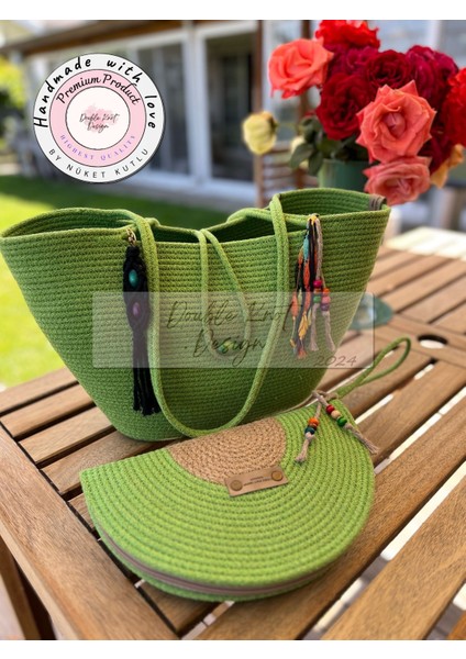 Bella 2li Takım Plaj Çantası , El Çantası Clutch, Totebag, Kadın, Yazlık, Hediyelik fırsatları