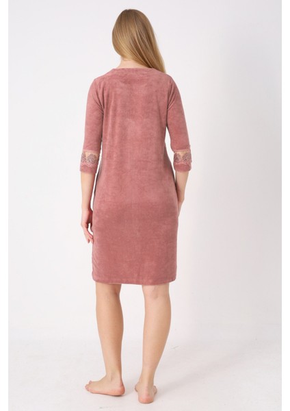 Kiremit Fermuarlı Dantelli Cepli Pamuklu Havlu Truvakar Kollu Elbise fırsatları