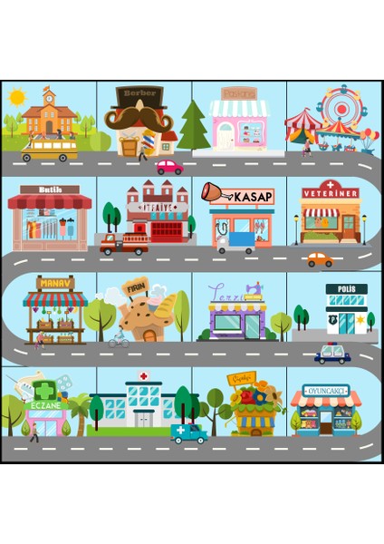 Bee-Bot® ve Blue-Bot Mahallemiz Matı - Türkçe