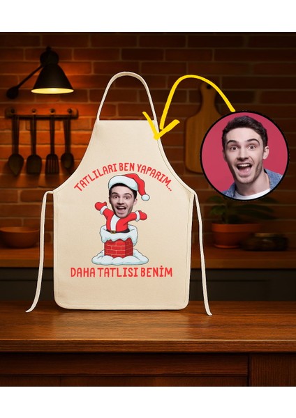 Kişiye Özel Karikatür Fotoğraflı Mutfak Önlüğü Daha Tatlısı Benim Önlük