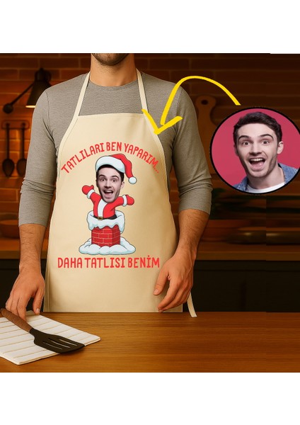 Kişiye Özel Karikatür Fotoğraflı Mutfak Önlüğü Daha Tatlısı Benim Önlük modelleri