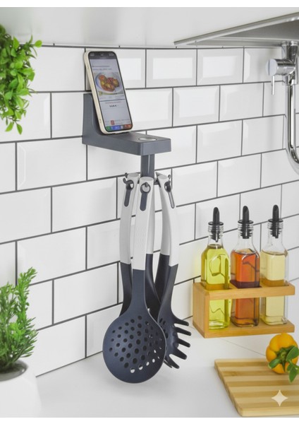 Akıllı Çok Amaçlı Askı Döner Kancalı Mutfak Organizeri | Güçlü Yapışkanlı Doğdu Plastik