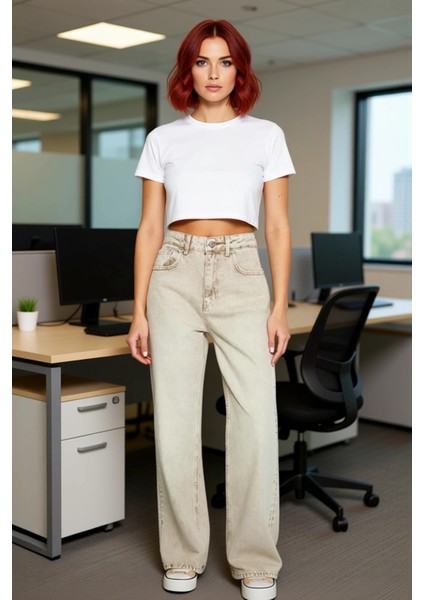 Kadın Wide Leg Denim Pantolon Vintage Kesim Fonksiyonel Dayanıklı Kaliteli Konforlu Modern modelleri