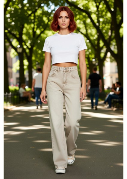 Kadın Wide Leg Denim Pantolon Vintage Kesim Fonksiyonel Dayanıklı Kaliteli Konforlu Modern fırsatları