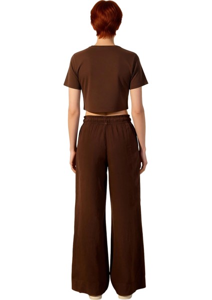 Kadın Yüksek Bel Geniş Paça Keten Pantolon Fonksiyonel Dayanıklı Kaliteli Konforlu Estetik fiyatları