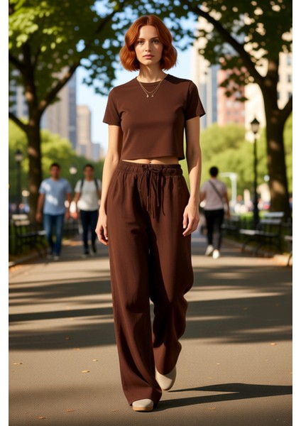 Kadın Yüksek Bel Geniş Paça Keten Pantolon Fonksiyonel Dayanıklı Kaliteli Konforlu Estetik fırsatları