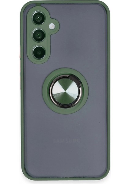 Samsung Galaxy A34 5g Kılıf Montreal Yüzüklü Silikon Kapak - Yeşil
