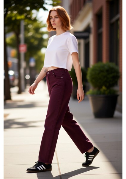 Kadın Yüksek Bel Barrel Kesim Jean Pantolon Fonksiyonel Dayanıklı Kaliteli Konforlu Modern indirimleri