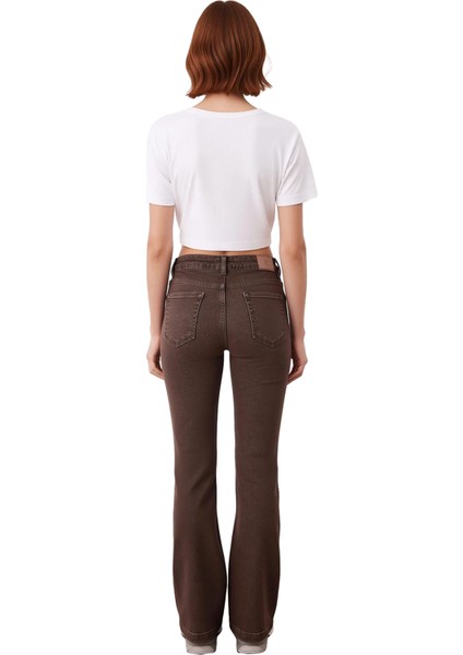 Kadın Flare Kesim Yüksek Bel Jean Pantolon Günlük Stil Fonksiyonel Dayanıklı Kaliteli Spor fiyatları