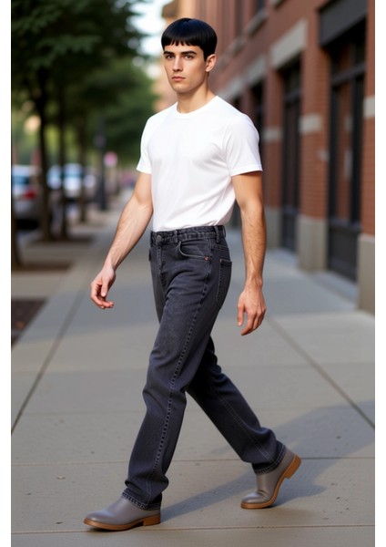 Erkek Antrasit Straight Fit Günlük Kot Pantolon Fonksiyonel Dayanıklı Kaliteli Konforlu Şık fırsatları