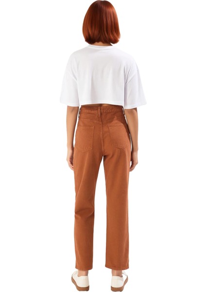 Kadın Yüksek Bel Straight Denim Pantolon Fonksiyonel Dayanıklı Kaliteli Konforlu Estetik Şık fiyatları