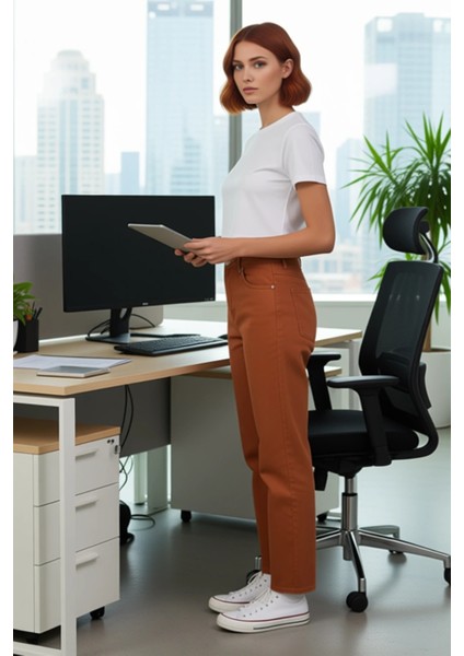 Kadın Yüksek Bel Straight Denim Pantolon Fonksiyonel Dayanıklı Kaliteli Konforlu Estetik Şık modelleri