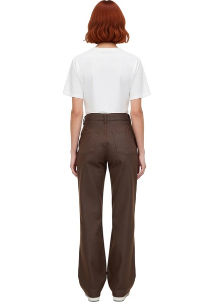 Kadın Yüksek Bel Geniş Paça Denim Pantolon Fonksiyonel Dayanıklı Kaliteli Konforlu Estetik fiyatları