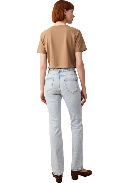 Kadın Açık Yüksek Bel Flare Denim Pantolon Fonksiyonel Dayanıklı Kaliteli Konforlu Estetik fiyatları