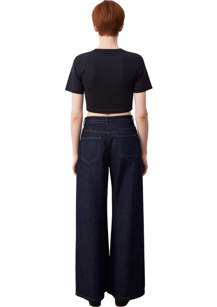 Kadin Yüksek Bel Bol Paça Denim Pantolon Çiçek Kemer Detayli Fonksiyonel Dayanıklı Estetik fiyatları