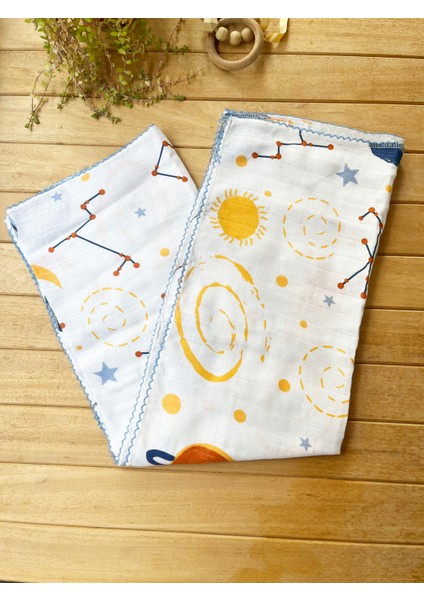 Tek Kat Gezegen Desenli %100 Pamuk Müslin Battaniye ve Örtü 85X80 cm fiyatları