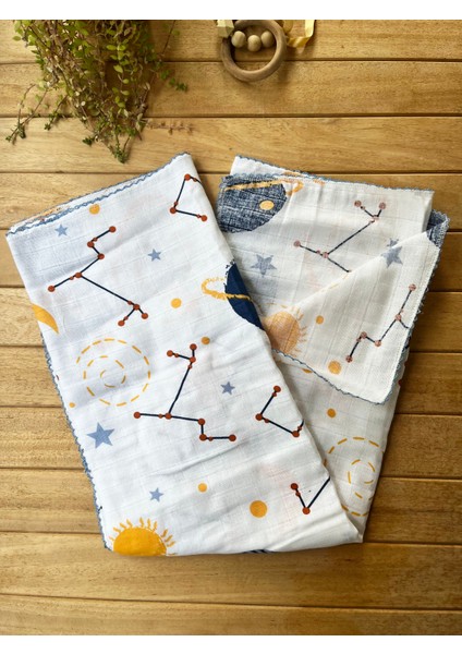 Tek Kat Gezegen Desenli %100 Pamuk Müslin Battaniye ve Örtü 85X80 cm fırsatları