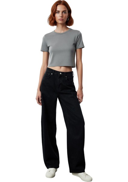 Kadın Barrel Kesim Yüksek Bel Kot Pantolon Fonksiyonel Dayanıklı Kaliteli Konforlu Estetik