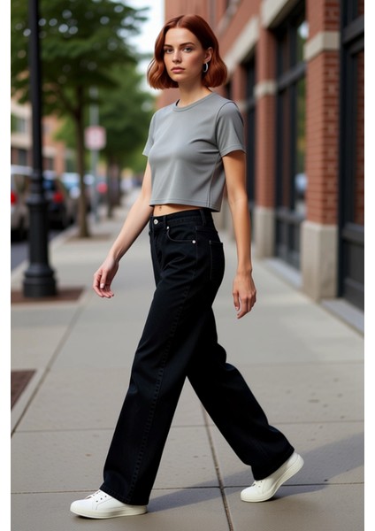 Kadın Barrel Kesim Yüksek Bel Kot Pantolon Fonksiyonel Dayanıklı Kaliteli Konforlu Estetik indirimleri