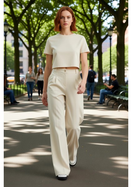Kadın Haki Wide Leg Pilili Pantolon Fonksiyonel Dayanıklı Kaliteli Konforlu Estetik Modern fiyatları