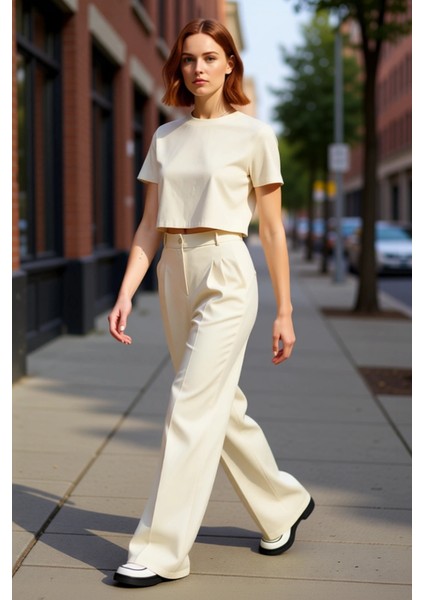 Kadın Haki Wide Leg Pilili Pantolon Fonksiyonel Dayanıklı Kaliteli Konforlu Estetik Modern modelleri