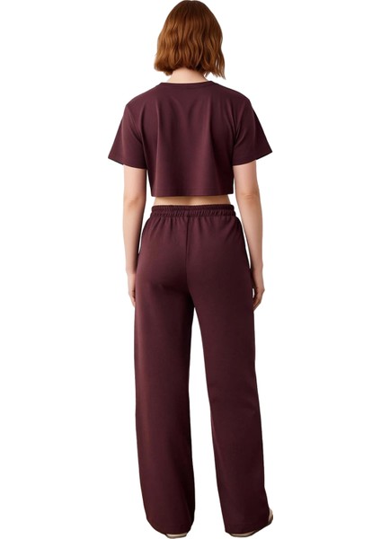 Kadın Mürdüm Geniş Paça Pantolon Şık Kombinler Için Fonksiyonel Dayanıklı Kaliteli Estetik indirimleri