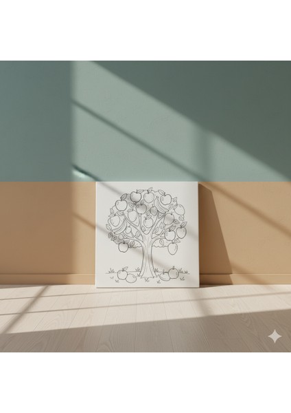 Çocuklar Için Kolay Çizimli Elma Ağacı Baskılı Eğitici ve Eğlenceli Boyama Seti modelleri